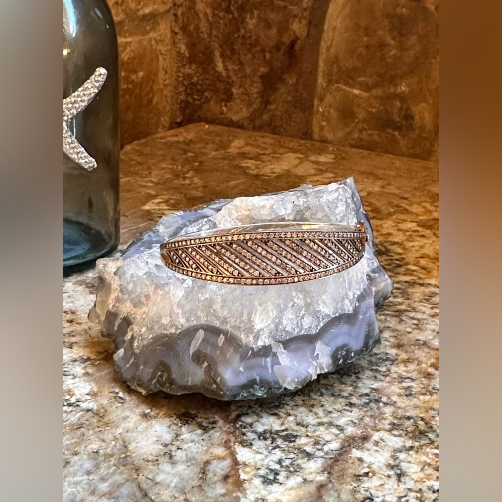 Turkish Two Tone CZ Hinged Bracelet